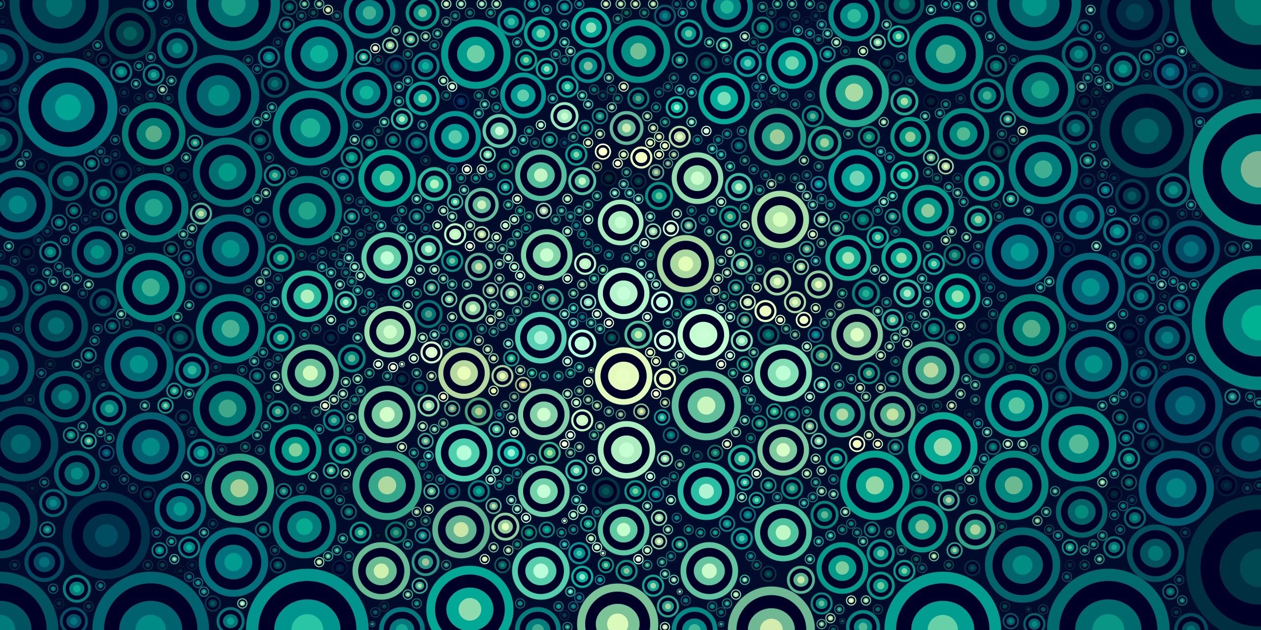 Abstract pattern of concentric circles in shades of teal and green HD Wallpaper