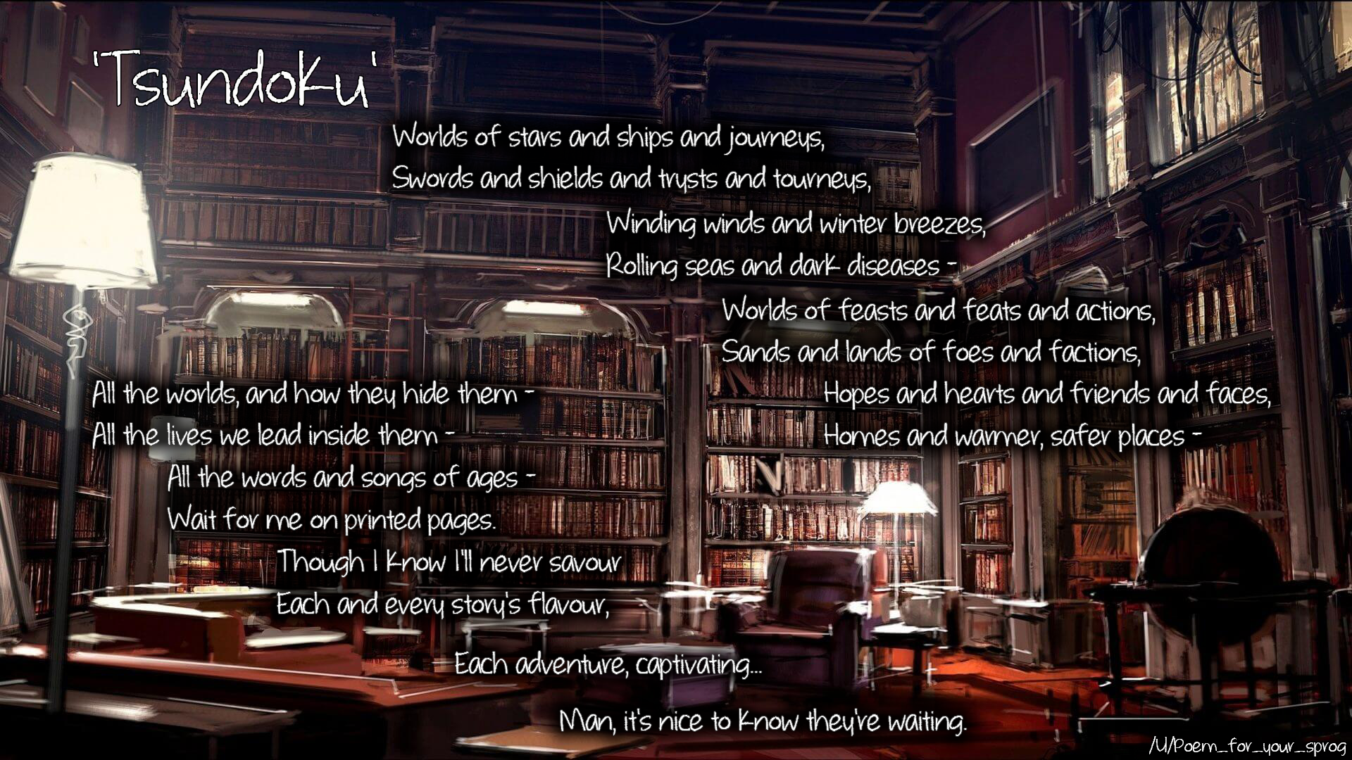 Tsundoku Poem in a Library HD Wallpaper