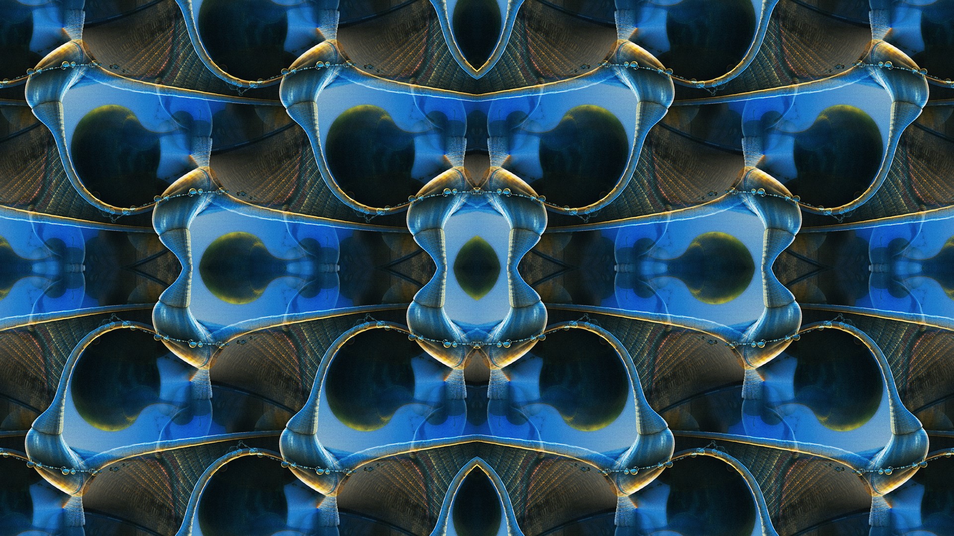 Abstract blue and gold symmetrical pattern HD Wallpaper