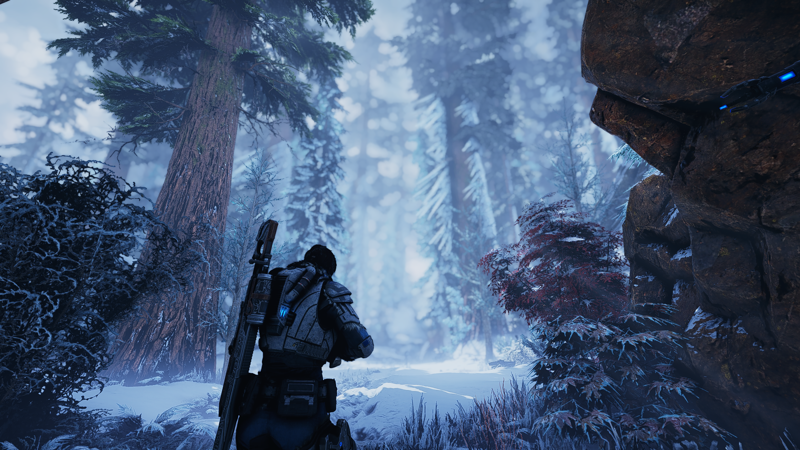 Gears 5 character in a snowy forest HD Wallpaper