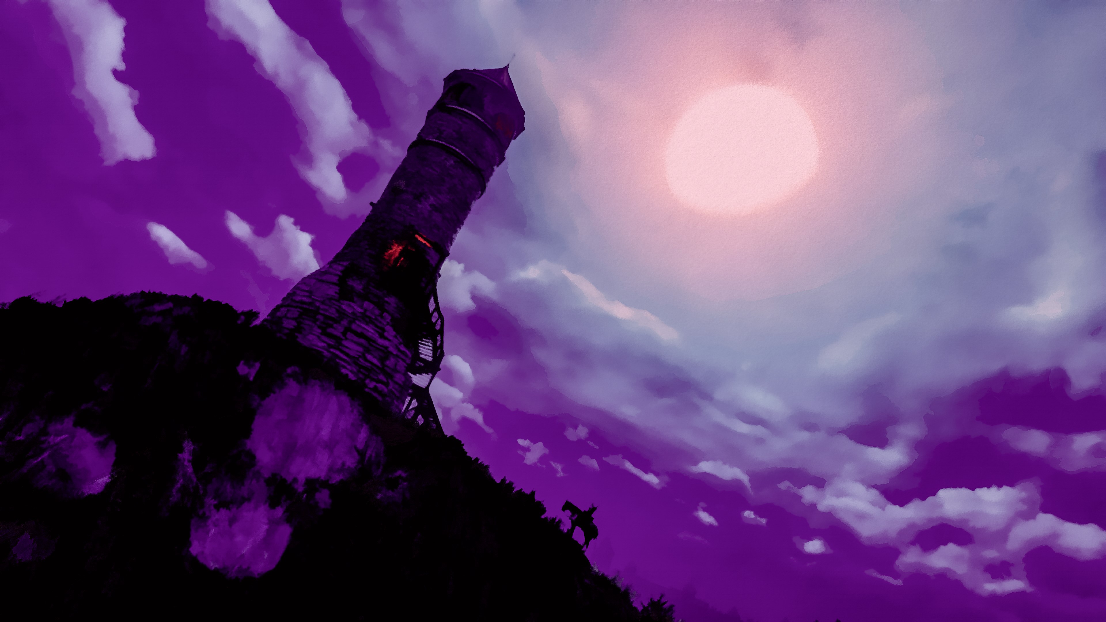 4K The Witcher 3: Wild Hunt purple sky HD Wallpaper