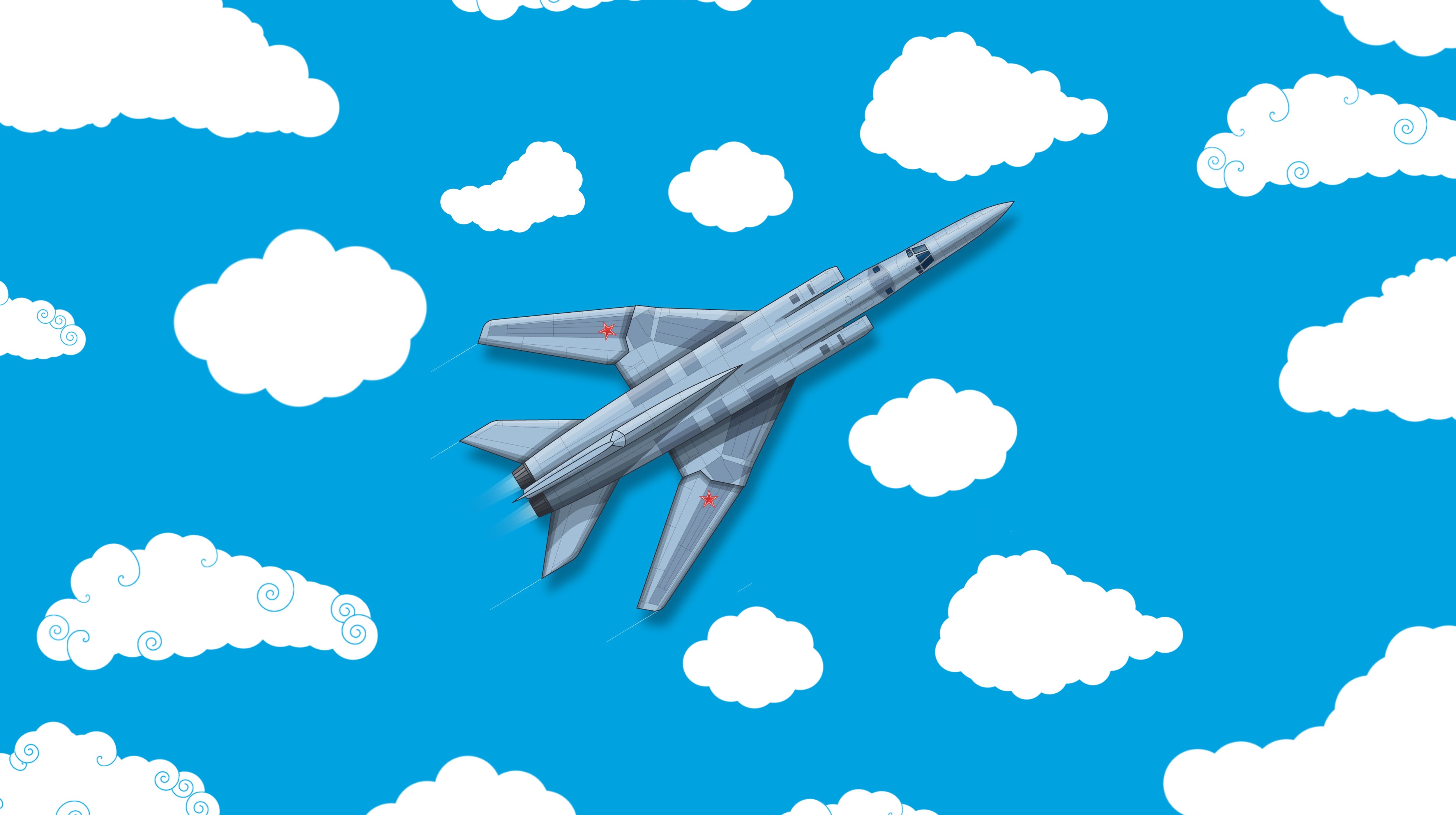 TU-22 military aircraft flying in the sky with clouds HD Wallpaper