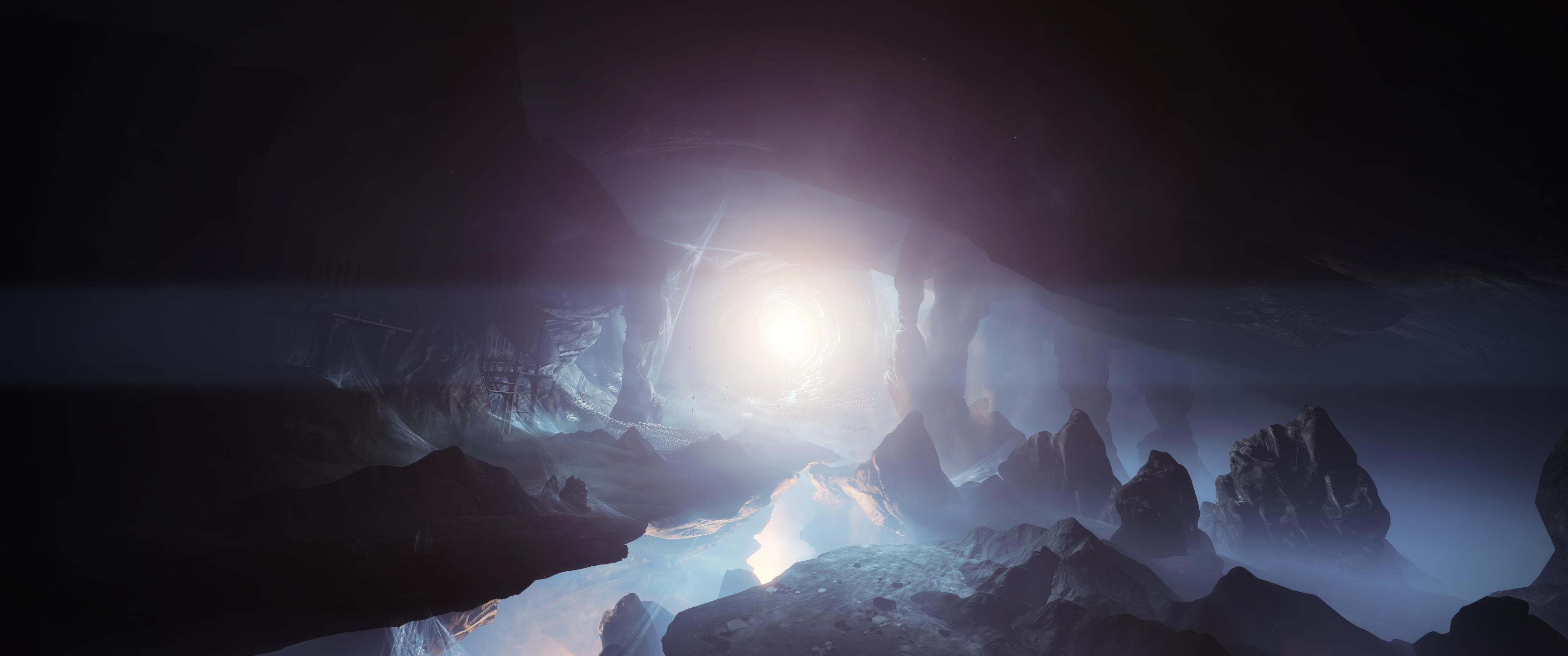 Destiny 2: The Moon's cave with bright light HD Wallpaper