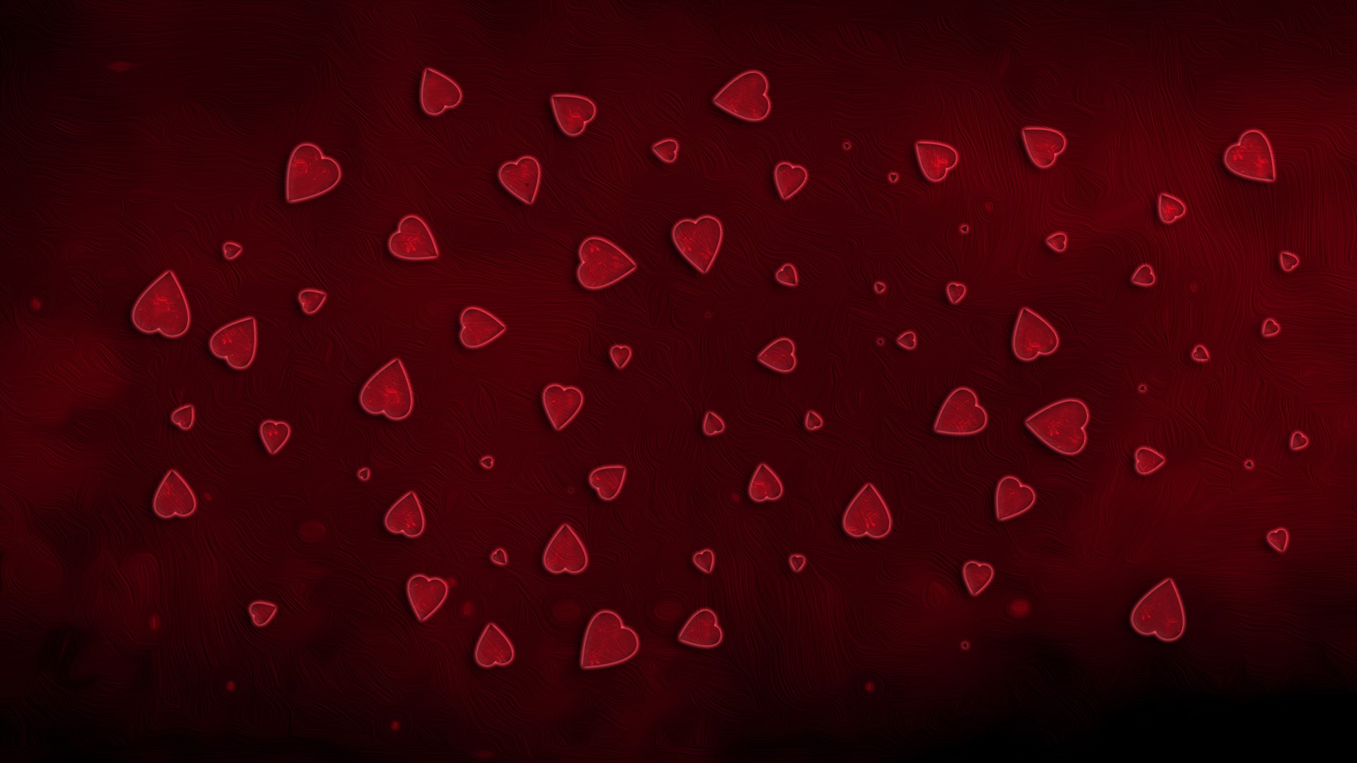 Red hearts floating on a dark red background HD Wallpaper
