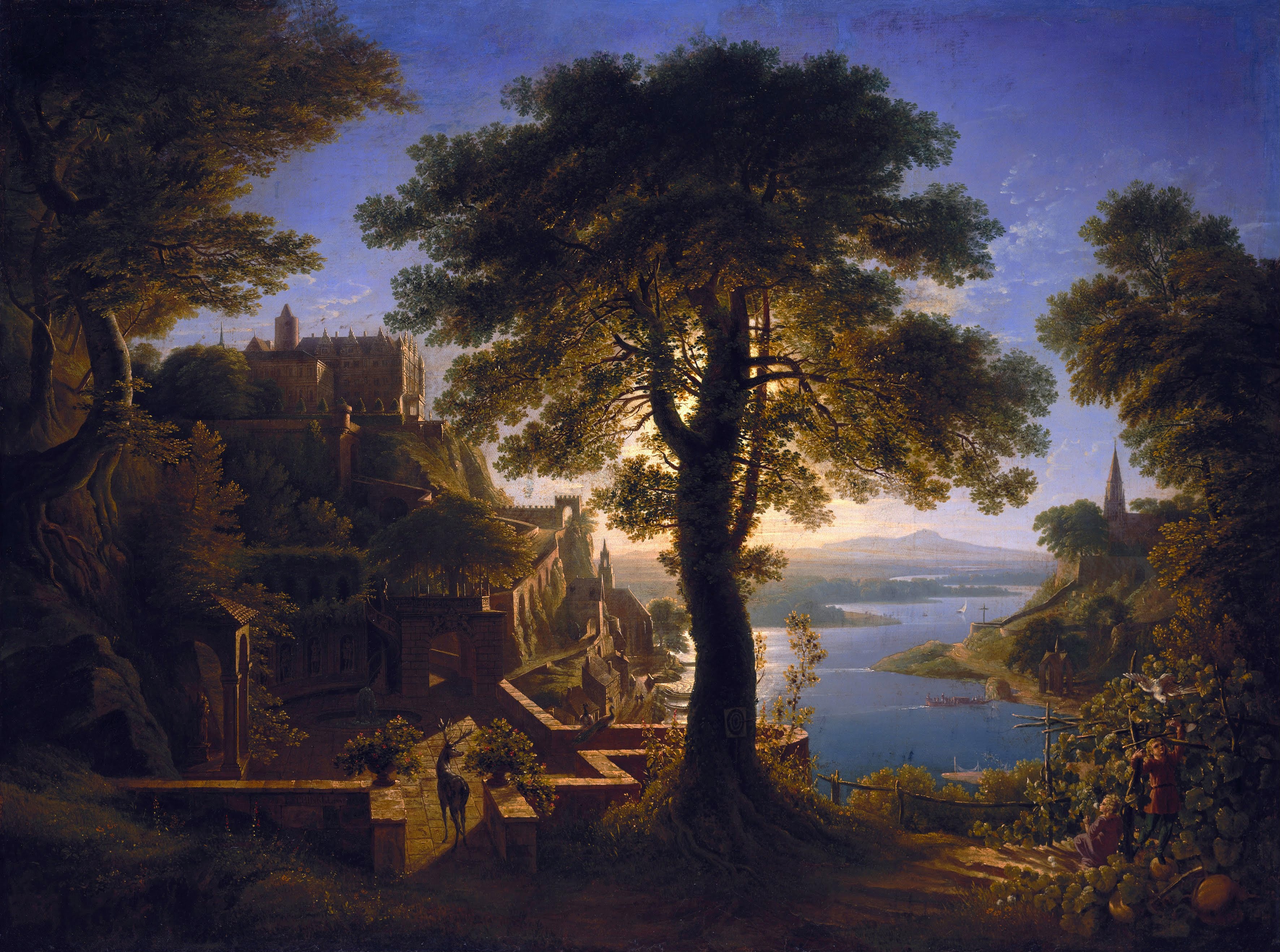 Castle by the River by Karl Friedrich Schinkel HD Wallpaper