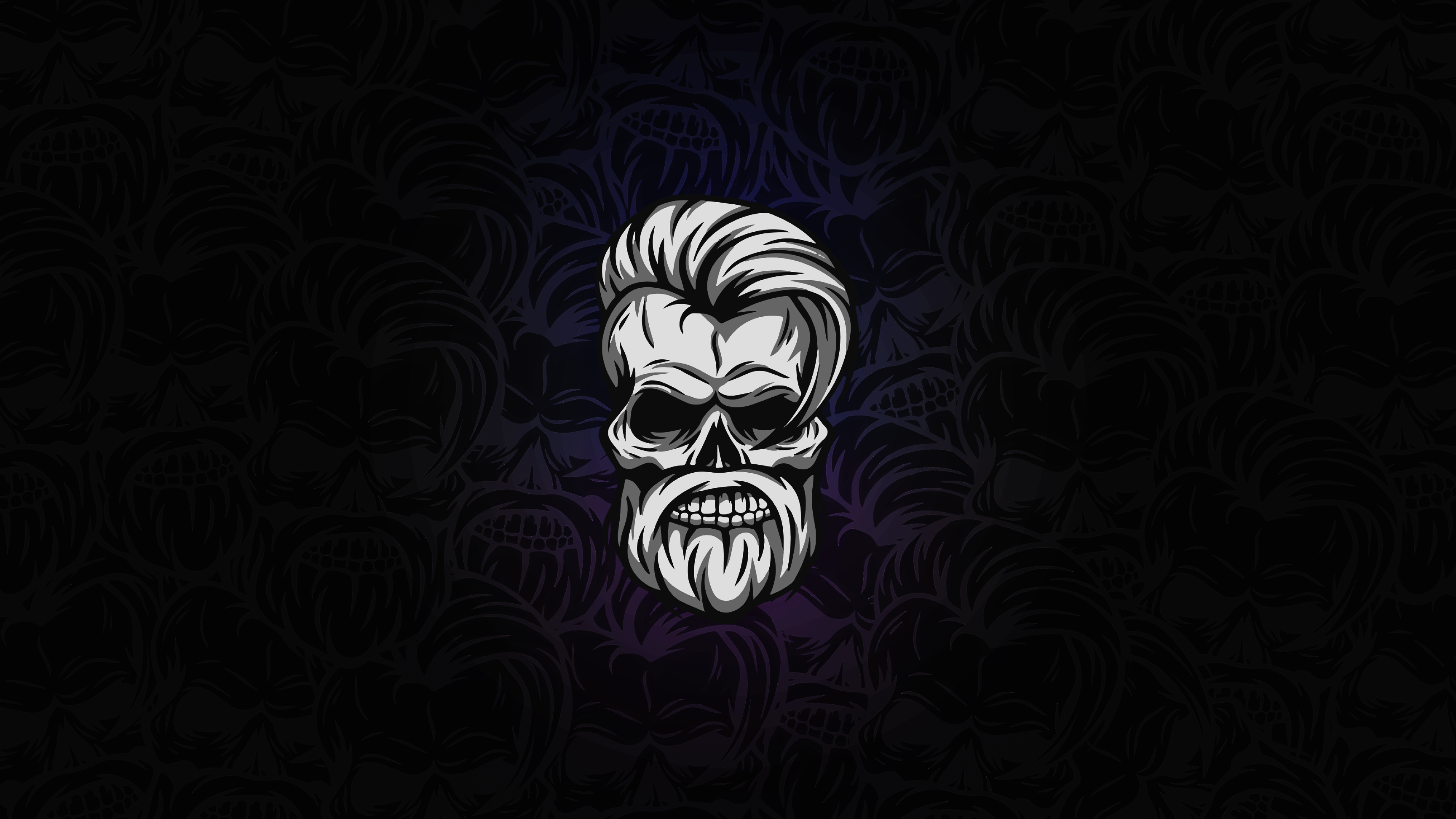 Skull with beard and hairstyle on dark background HD Wallpaper