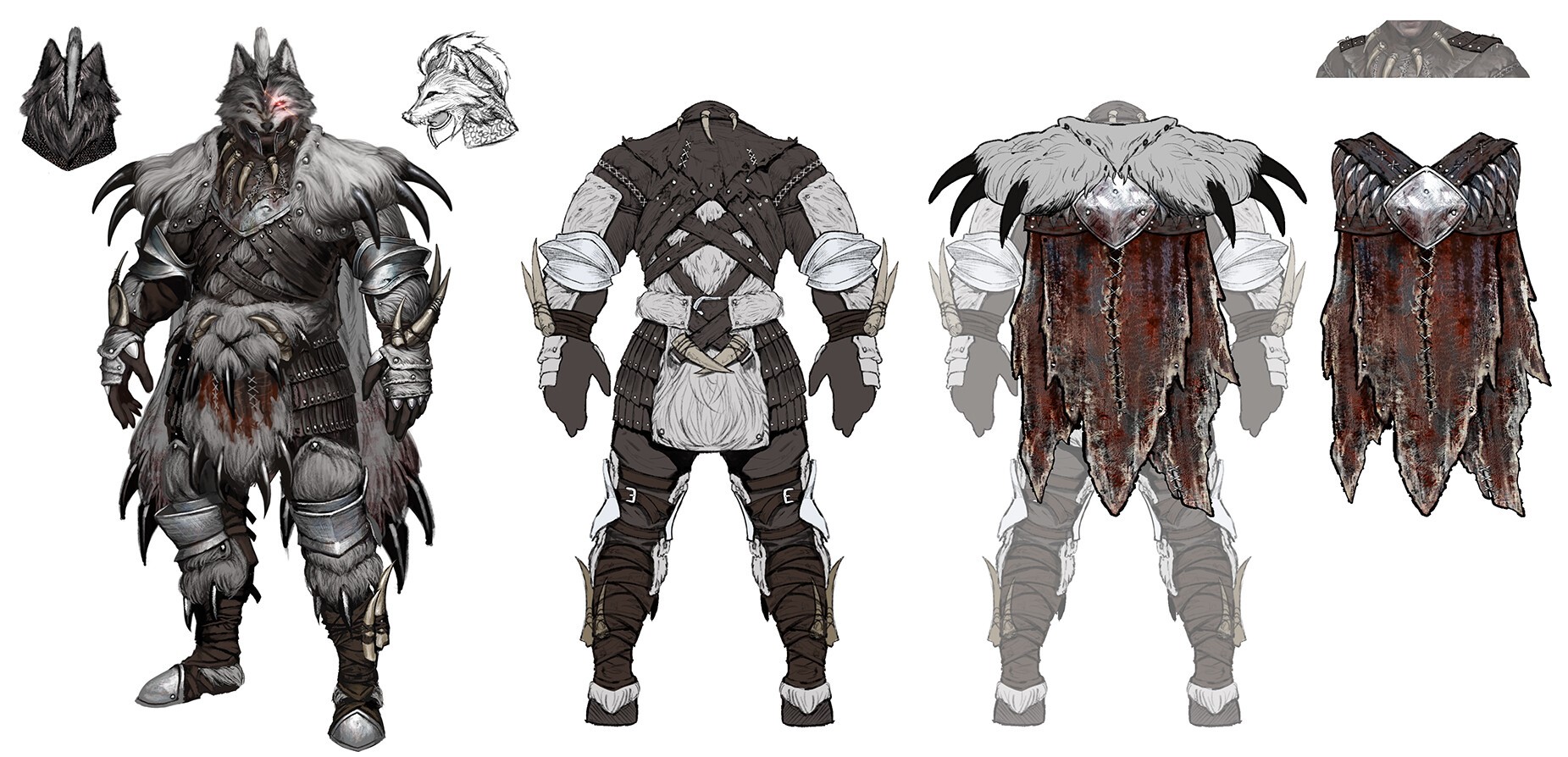 Wolf-themed fantasy armor concept art HD Wallpaper