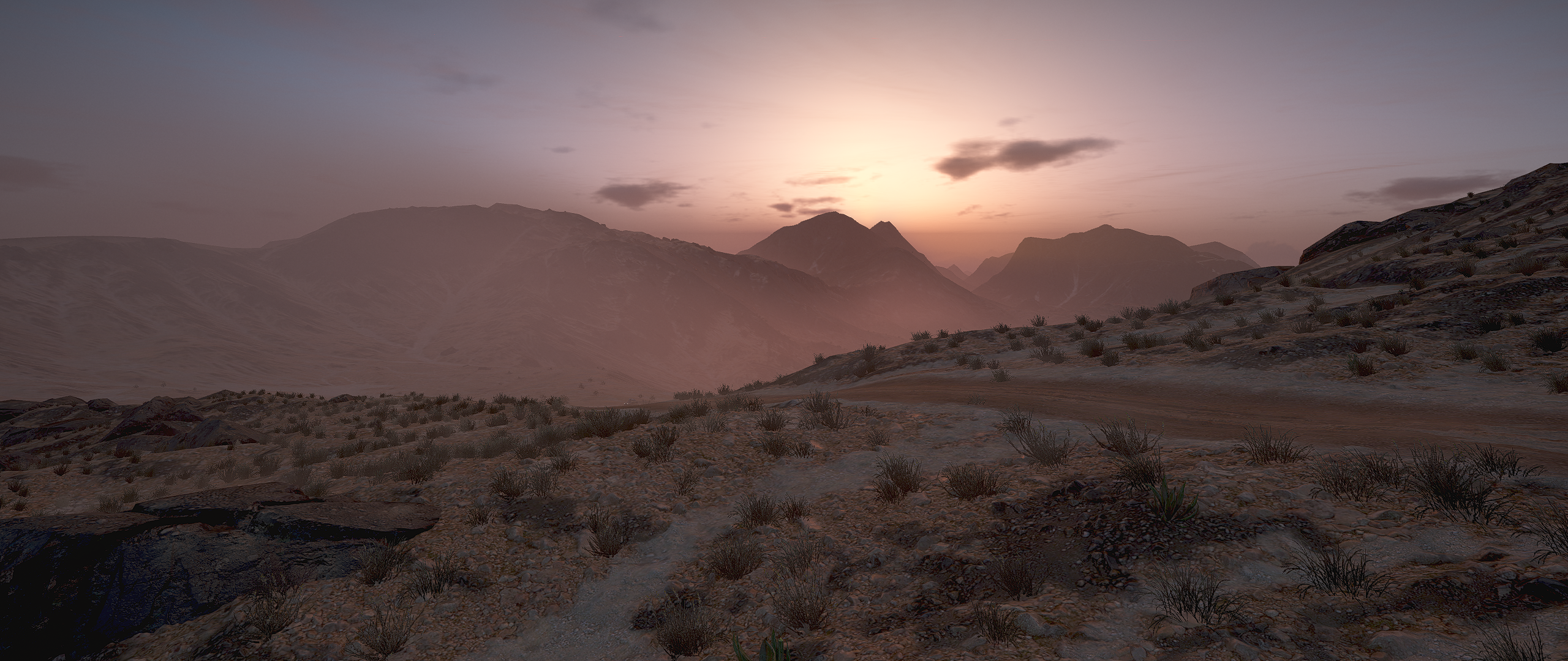 Sunset over mountains in Tom Clancy's Ghost Recon: Wildlands HD Wallpaper