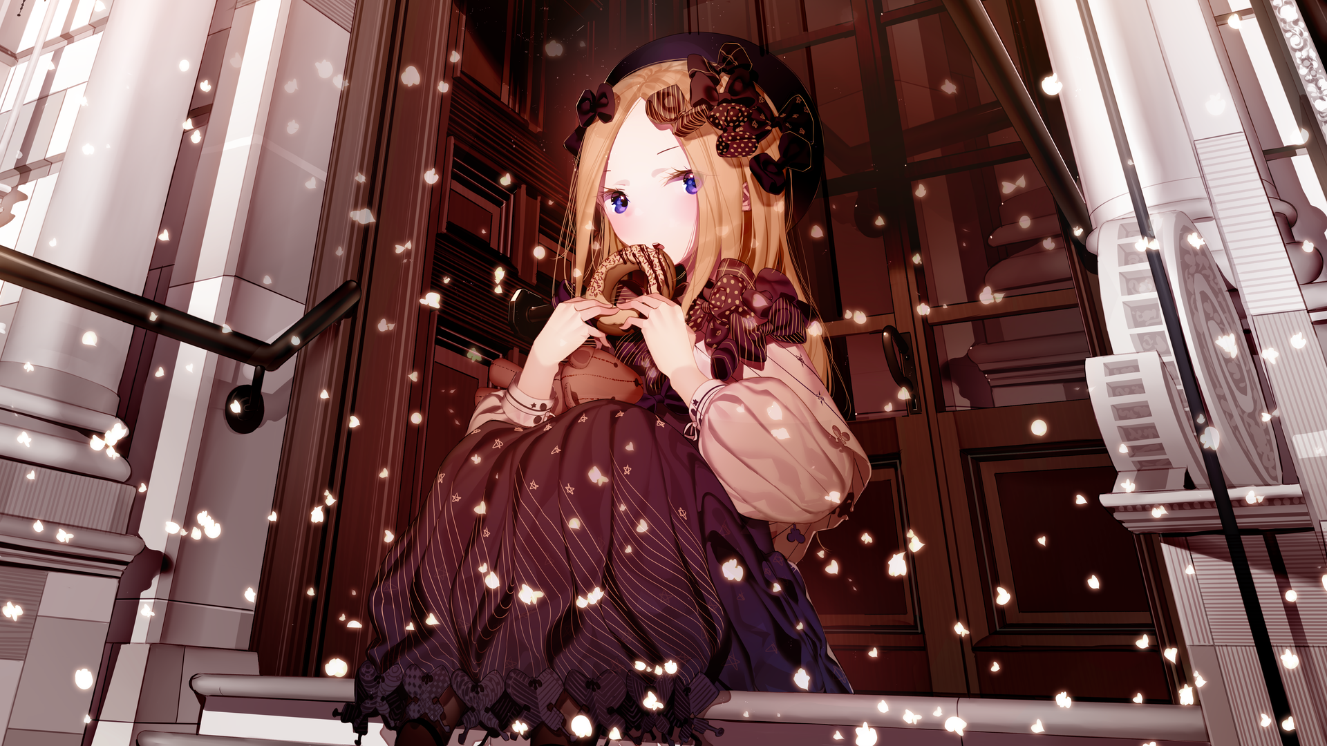 Abigail Williams from Fate/Grand Order eating a donut HD Wallpaper