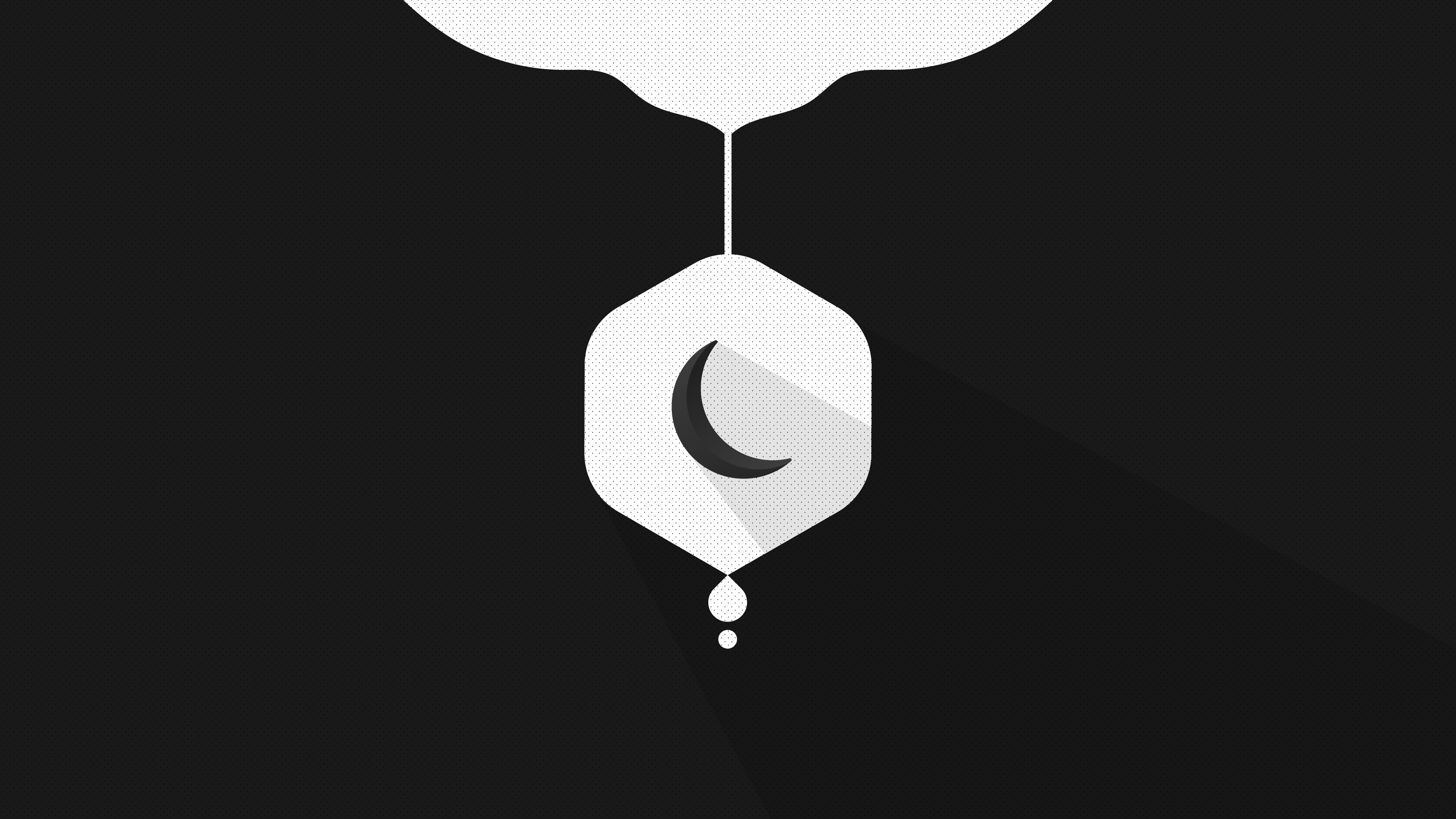 Minimalist illustration of a crescent moon hanging HD Wallpaper