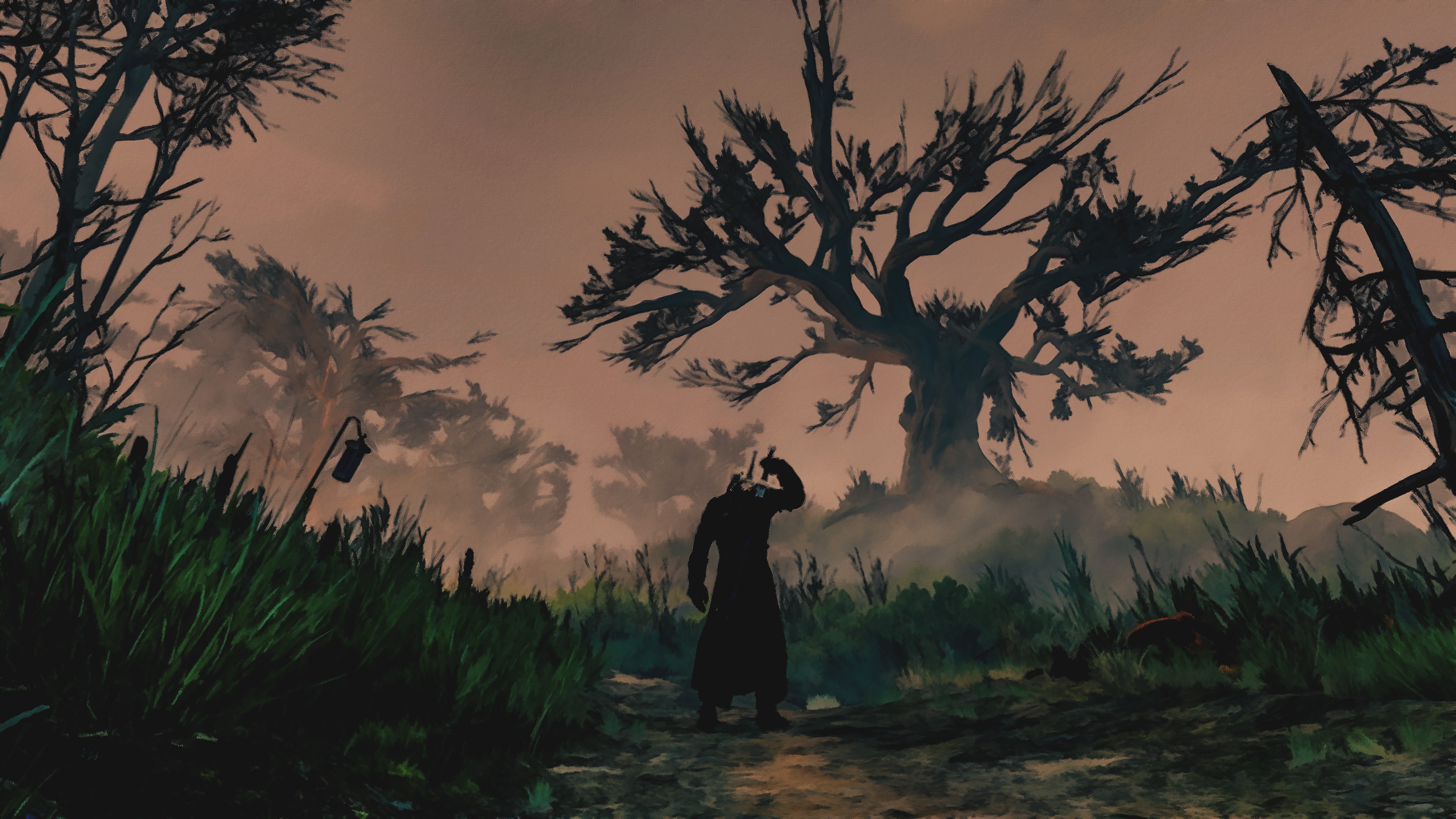 Geralt from The Witcher 3: Wild Hunt in a misty forest HD Wallpaper